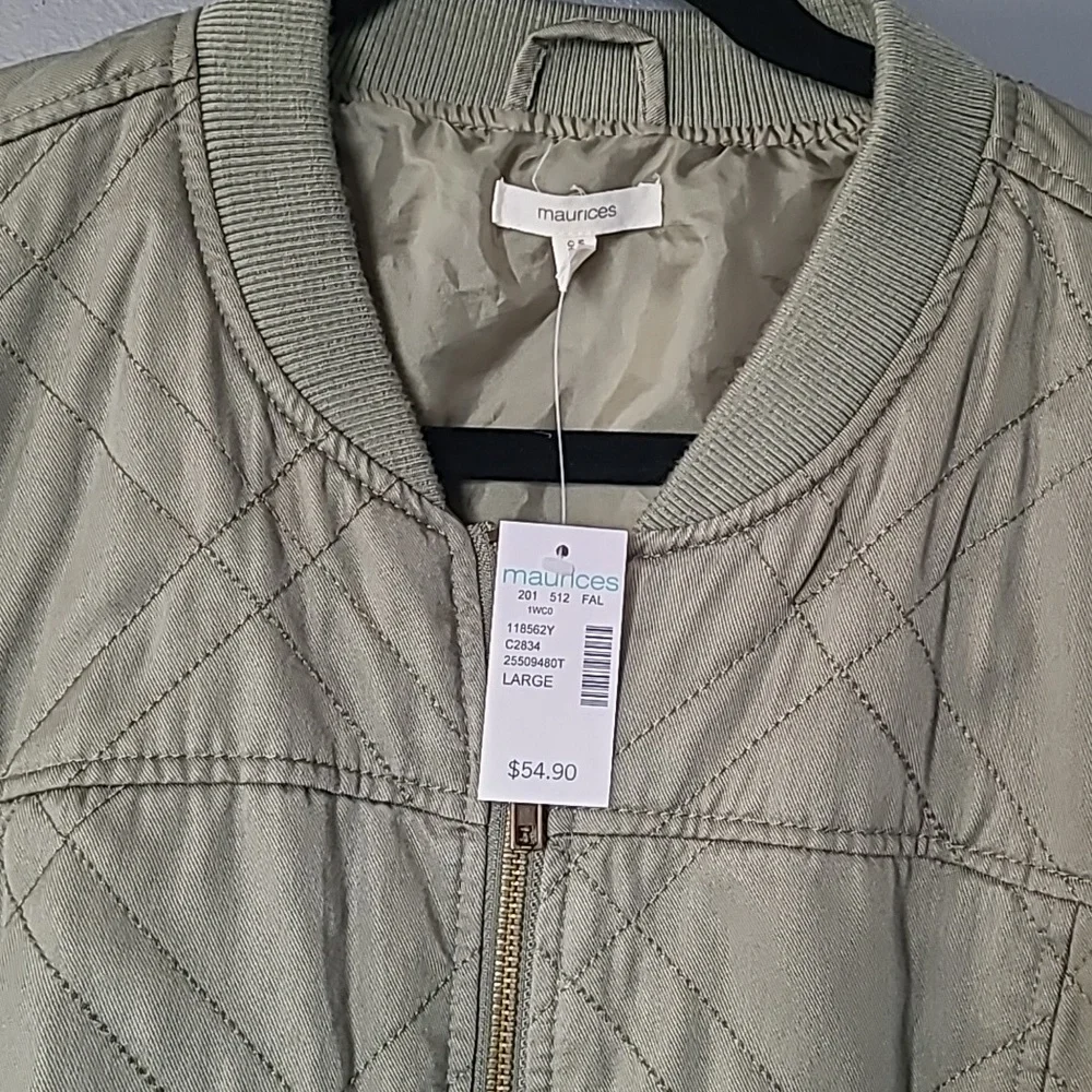 New! Maurice's Green Bomber Jacket - Picture 2 of 6